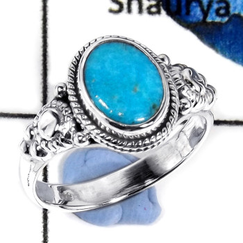 Arizona Turquoise Cab B - SDR577-Solid 925 Sterling Silver Stunning Cab Gemstone Designer Ring
