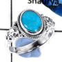 Arizona Turquoise Cab B - SDR577-Solid 925 Sterling Silver Stunning Cab Gemstone Designer Ring