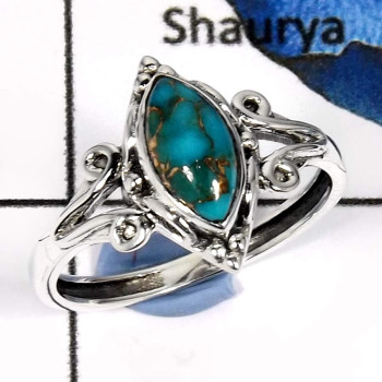 Blue Copper Turquoise D - RBS853-Adorable Cut & Cab Gemstones Designer Baby Rings 925 Sterling Silver