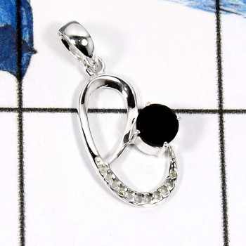 Black Onyx Cut C - CSP914-Faceted Cut Glorious Designer Casting Baby Pendants 925 Sterling Silver