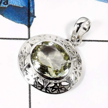 Green Amethyst Cut C - CSP913-Exclusive Cut Gemstone Wholesale Designer Casting Pendants 925 Sterling Silver
