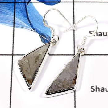 Meteroite A - SDE627-925 Sterling Silver Meteroite Gemstone Indian Wholesale Designer Earrings