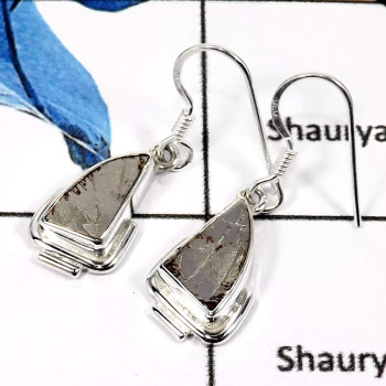 Meteroite D - SDE627-925 Sterling Silver Meteroite Gemstone Indian Wholesale Designer Earrings