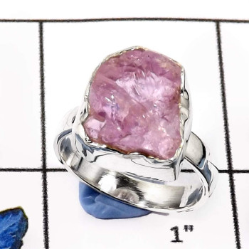 Kunzite G - SDR563-Kunzite Rough Gemstone Wholesale Handmade Rings 925 Sterling Silver