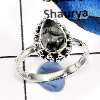Moss Agate B - CMJ776-925 Sterling Silver Gorgeous Small Light Weight Rings Moss Agate B - CMJ776-925 Sterling Silver Gorgeous Small Light Weight Rings