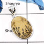 German Psilomelane Dendrite B - BPS876-Natural Gemstone Germany Dendrite Wholesale Bezel Pendants 925 Sterling Silver