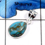 Blue Copper Turquoise G - BPS861-Gorgeous Colorful Gemstones Handmade Bezel Pendants 925 Sterling Silver