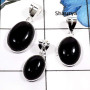 3 Pcs Black Onyx D - BPS856-3 Pcs Natural Black Onyx Gemstone Wholesale Lot Bezel Pendants 925 Sterling Silver