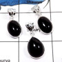 3 Pcs Black Onyx E - BPS856-3 Pcs Natural Black Onyx Gemstone Wholesale Lot Bezel Pendants 925 Sterling Silver