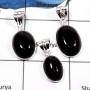 3 Pcs Black Onyx Cab O - BPS856-3 Pcs Natural Black Onyx Gemstone Wholesale Lot Bezel Pendants 925 Sterling Silver