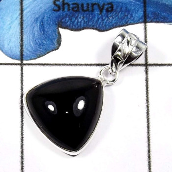 Black Onyx cab C - BPS850-Factory Wholesale Black Onyx Gemstone Light Weight Bezel Pendants 925 Sterling Silver