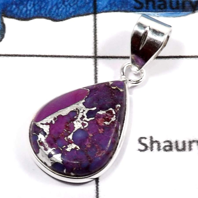 Purple Copper Turquoise E - BPS848-Beautiful Copper Turquoise Handmade Bezel Pendants 925 Sterling Silver