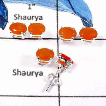 Carnelian Cut D - SSE844-5x7 Oval 3 Pairs Elegant Wholesale Lot Handmade Stud Earrings 925 Sterling Silver