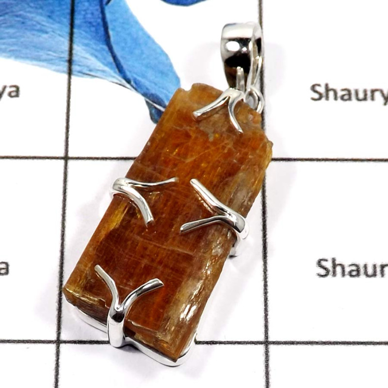 Orange Kyanite A - SPS893-Exclusive Orange Kyanite Wholesale Prong Setting Pendants 925 Sterling Silver