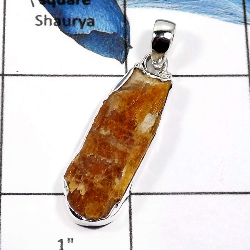 Orange Kyanite D - SPS893-Exclusive Orange Kyanite Wholesale Prong Setting Pendants 925 Sterling Silver