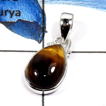 Tiger Eye K - ISP562-925 Sterling Silver Fabulous Gemstone Tiger Eye Plain Setting Pendants Tiger Eye K - ISP562-925 Sterling Silver Fabulous Gemstone Tiger Eye Plain Setting Pendants