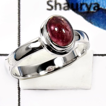 Tourmaline Cab B - PSR739-Attractive Tourmaline Cab Handmade Plain Setting Ring 925 Sterling Silver