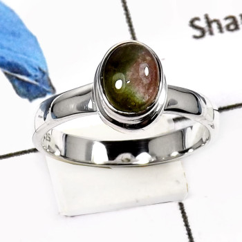 Tourmaline Cab D - PSR739-Attractive Tourmaline Cab Handmade Plain Setting Ring 925 Sterling Silver