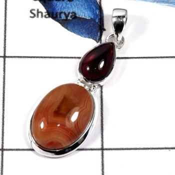 Crazy Lace Agate & Garnet Cab B - SD471-Stunning Two Stone Crazy Lace Agate & Garnet Cab Wholesale Pendants 925 Sterling Silver Crazy Lace Agate & Garnet Cab B - SD471-Stunning Two Stone Crazy Lace Agate & Garnet Cab Wholesale Pendants 925 Sterling Silver