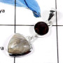 Crazy Lace Agate & Smoky Quartz B - SD468-Gorgeous Two Stone Crazy Lace Agate & Smoky Quartz Designer Pendants 925 Sterling Silv
