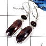 Multi Sapphire & Tourmaline Cab B - SPE766-Lovely Two Stone Multi Sapphire Checker Cut & Tourmaline Cab Palin Earrings 925 Sterl