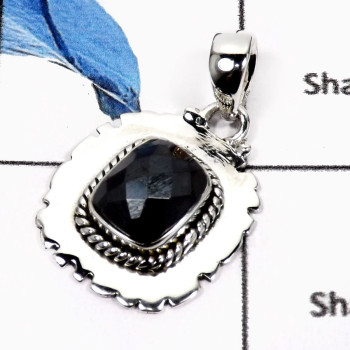 Hematite Cut A - SD462-Exclusive Checker Cut Hematite Designer Wholesale Pendants 925 Sterling Silver