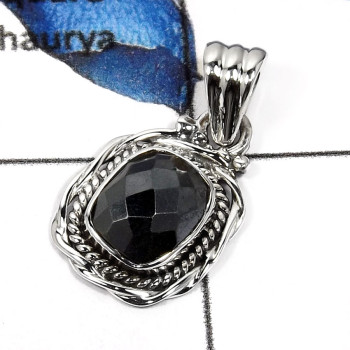 Hematite Cut E - SD462-Exclusive Checker Cut Hematite Designer Wholesale Pendants 925 Sterling Silver
