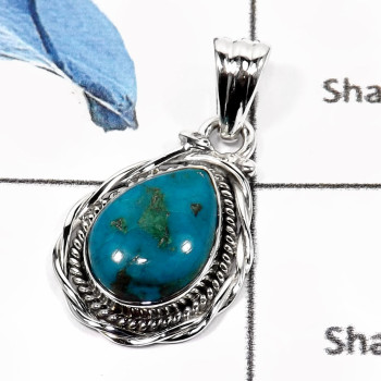 Crysocolla O - SD460-Natural Gemstone Crysocola Handmade Plain Pendants 925 Sterling Silver