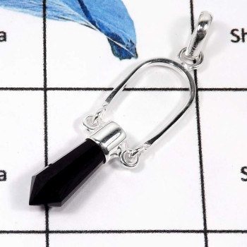 Black Onyx Cut F - SD458-Eye Catching Colorful Wholesale Drop Pendants 925 Sterling Silver