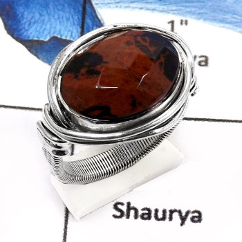 Mahagoni Jasper A - SDR547-Elegant Checker Cut Mahagoni Jasper Designer Rings 925 Sterling Silver Mahagoni Jasper A - SDR547-Elegant Checker Cut Mahagoni Jasper Designer Rings 925 Sterling Silver
