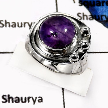 Amethyst Cab O - SDR543-Attracting Amethyst Cab Handmade Wholesale Rings 925 Sterling Silver