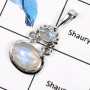 Rainbow Moonstone A - SD434-Natural Gemstones Cab & Cut Designer Wholesale Pendants 925 Sterling Silver