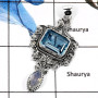 Blue Topaz & Rainbow Moonstone Cut H - SD429-Elegant Cut Gemstones Royal Design Pendants 925 Sterling Silver