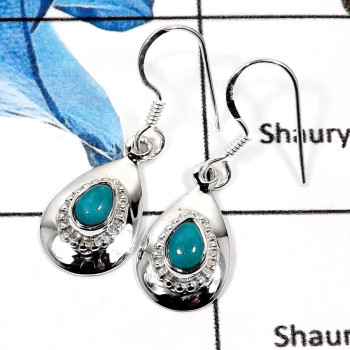 Blue Turquoise D - SDE598-Fabulous Cabochon Gemstones Light Weight Designer Earrings 925 Sterling Silver