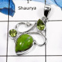 Green Copper Turquoise & Peridot F - SD426-Classic Cut & Cab Designer For Girl's Pendants 925 Sterling Silver