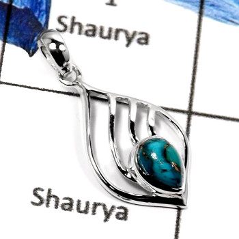 Blue Copper Turquoise C - CSP907-Attracting Latest Design Fashionable Casting Pendants 925 Sterling Silver