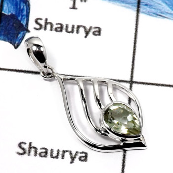 Green Amethyst Cut E - CSP903-Stunning Cut Gemstones Designer Casting Pendants 925 Sterling Silver