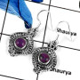Purple Turquoise B - SDE590-Beautiful Cabochon Gemstones Designer Wedding Earrings 925 Sterling Silver