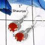 Carnelian Cut O - SDE582-Latest Design Cut Gemstone Handmade Foe Girl's Earrings 925 Sterling Silver