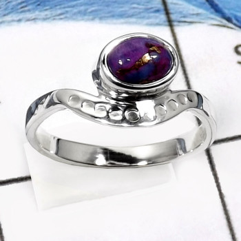 Purple Copper Turquoise B - RSS826-Amazing Cab & Cut Handmade For Girl's Rings 925 Sterling Silver
