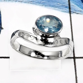 Blue Topaz C - RSS826-Amazing Cab & Cut Handmade For Girl's Rings 925 Sterling Silver