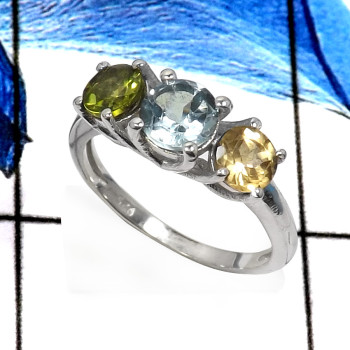 Peridot,Citrine & Blue Topaz I - RSS823-Pretty Look Cut Gemstone Designer Wholesale Rings 925 Sterling Silver