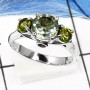 Blue Topaz & Peridot E - RSS816-Stunning Three Stone Cut Gemstone Wedding Rings 925 Sterling Silver