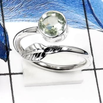 Green Amethyst D - SDR520-7x7 Round Cut Gemstones Designer Wholesale Rings 925 Sterling Silver