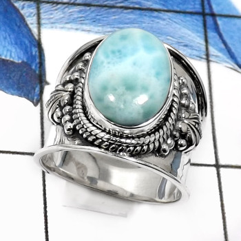 Larimar Cab B - SDR517-Amazing Party Look Handmade Fashion Rings 925 Sterling Silver