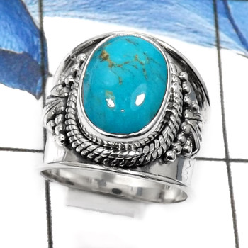 Blue Turquoise C - SDR517-Amazing Party Look Handmade Fashion Rings 925 Sterling Silver