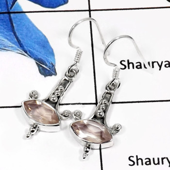 Rose Quartz K - SDE574-Glorious New Design Handmade Light Weight Earrings 925 Sterling Silver
