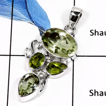 Green Amethyst Cut H - SSP759-Amazing Party Wear Designer Pendants 925 Sterling Silver