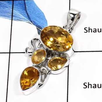 Citrine Cut O - SSP759-Amazing Party Wear Designer Pendants 925 Sterling Silver