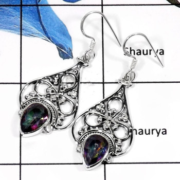 Mystic Quartz K - SDE562-Elegant New Design Handmade Wedding Earrings 925 Sterling Silver